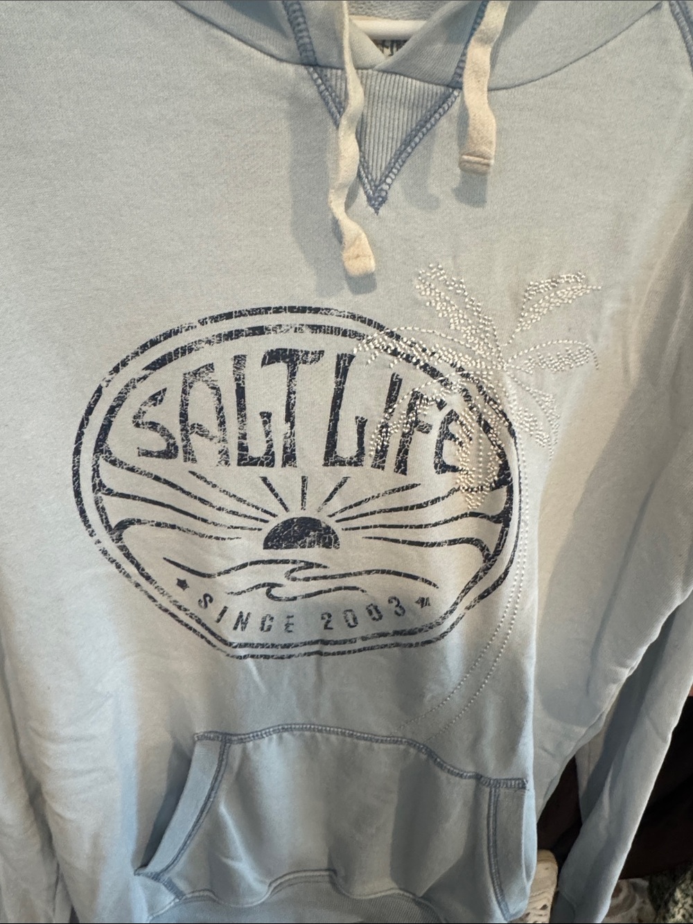 Salt Life Girls' Light Blue Hooded Pullover Sweatshirt